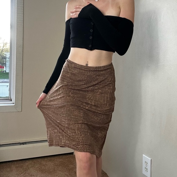Earthy Y2K 00’s Express Snakeskin Print Midi Skirt - Small - Picture 1 of 8